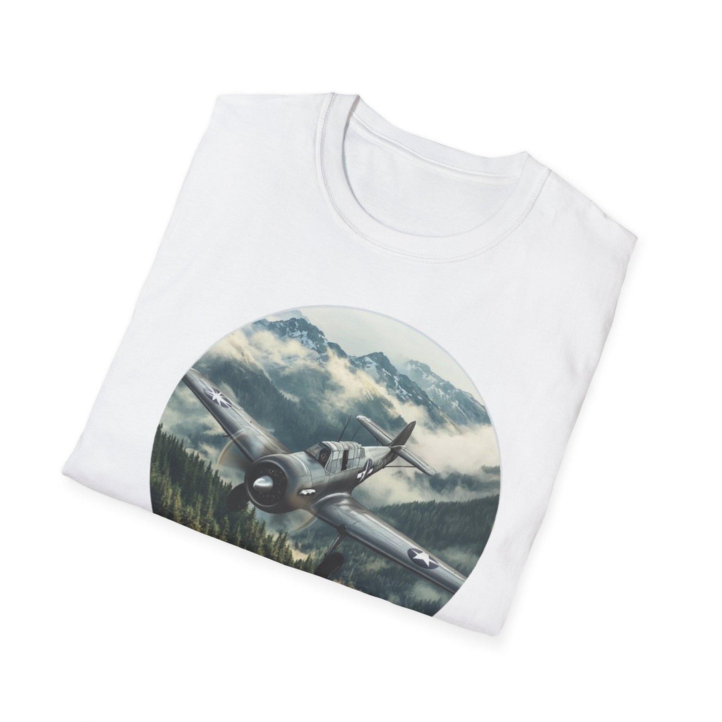 Sporty Bush Pilot Aircraft In Flight Unisex Softstyle Tee, Aviation Tshirt, Airplane Graphic Shirt, Pilot Gift, Flying T-Shirt