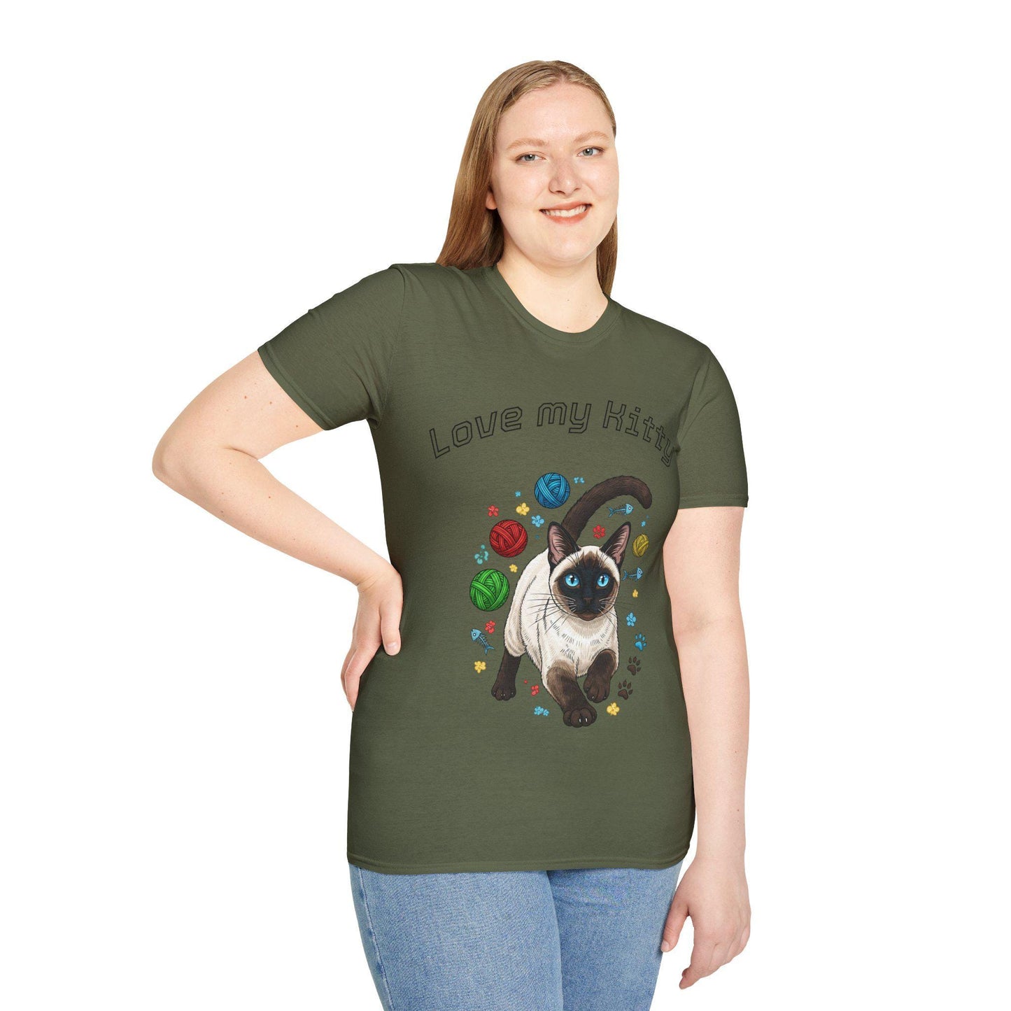 Cat Lover Unisex T-Shirt, Love My Kitty Graphic, Softstyle Cotton