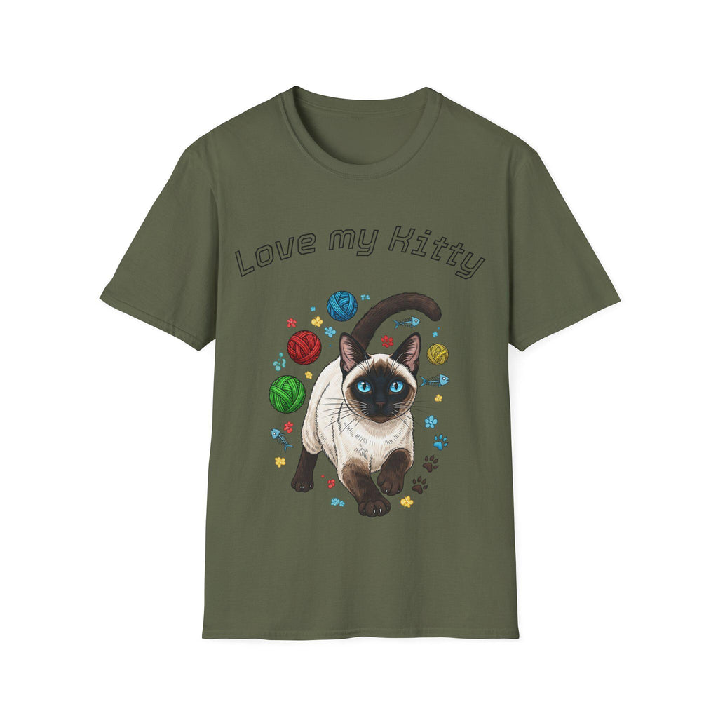 Cat Lover Unisex T-Shirt, Love My Kitty Graphic, Softstyle Cotton