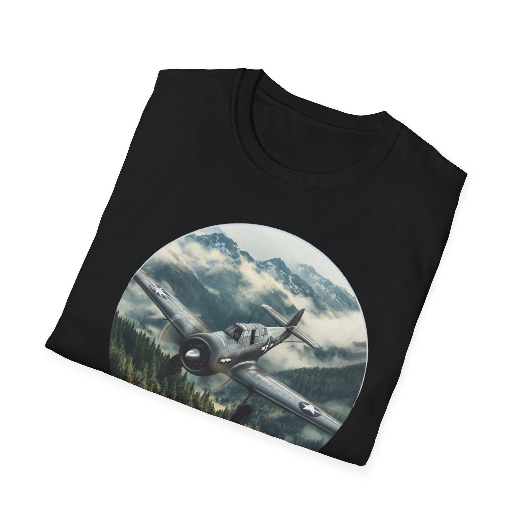 Sporty Bush Pilot Aircraft In Flight Unisex Softstyle Tee, Aviation Tshirt, Airplane Graphic Shirt, Pilot Gift, Flying T-Shirt