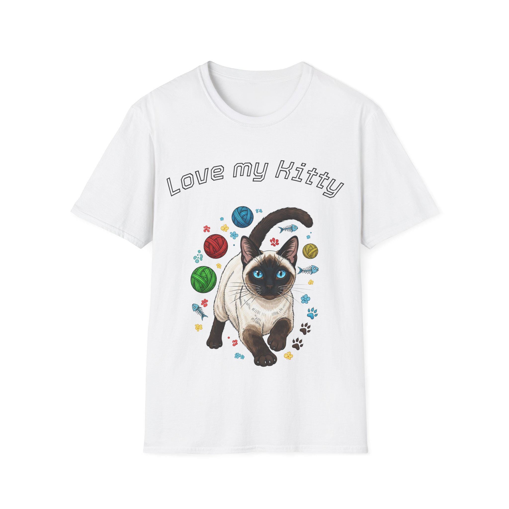 Cat Lover Unisex T-Shirt, Love My Kitty Graphic, Softstyle Cotton