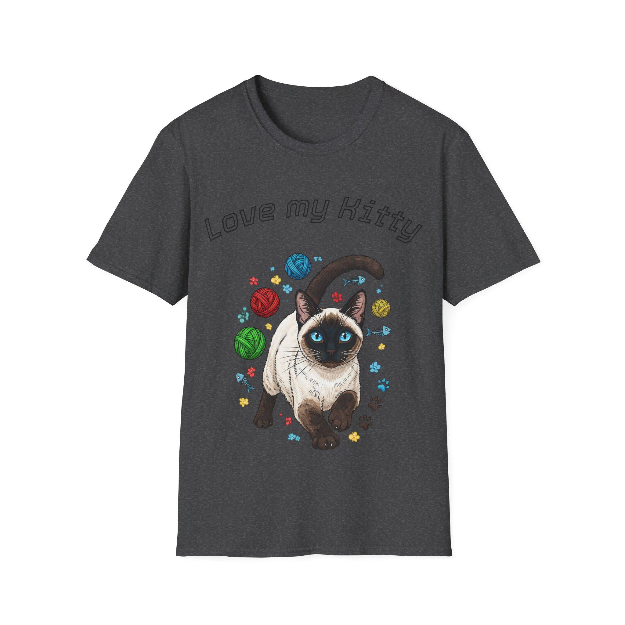 Cat Lover Unisex T-Shirt, Love My Kitty Graphic, Softstyle Cotton