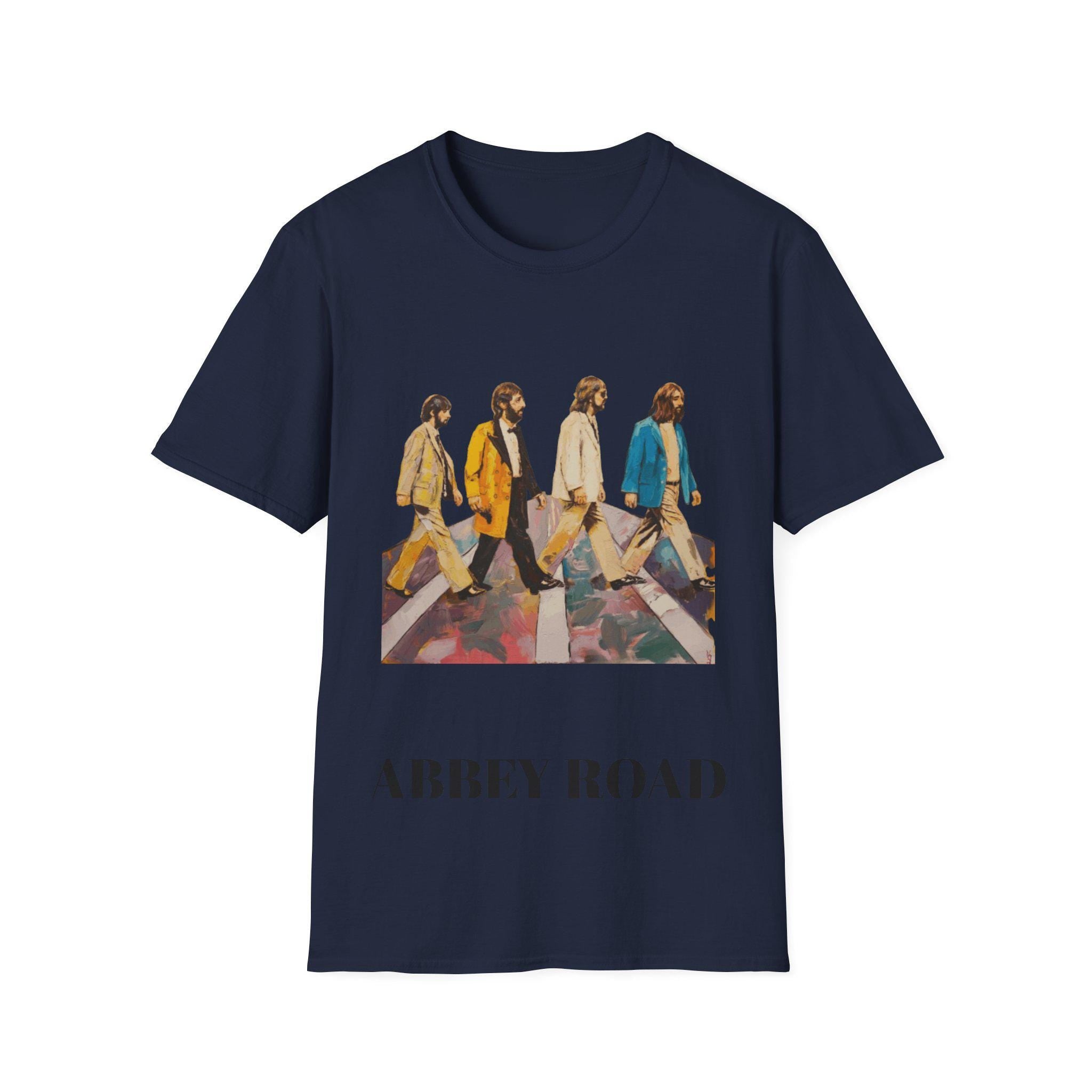 Beatles Crossing Abbey Road Unisex Softstyle T-Shirt, Music Lover Tee, Retro Graphic Shirt, Vintage Band Merch, Classic Rock Fan Gift