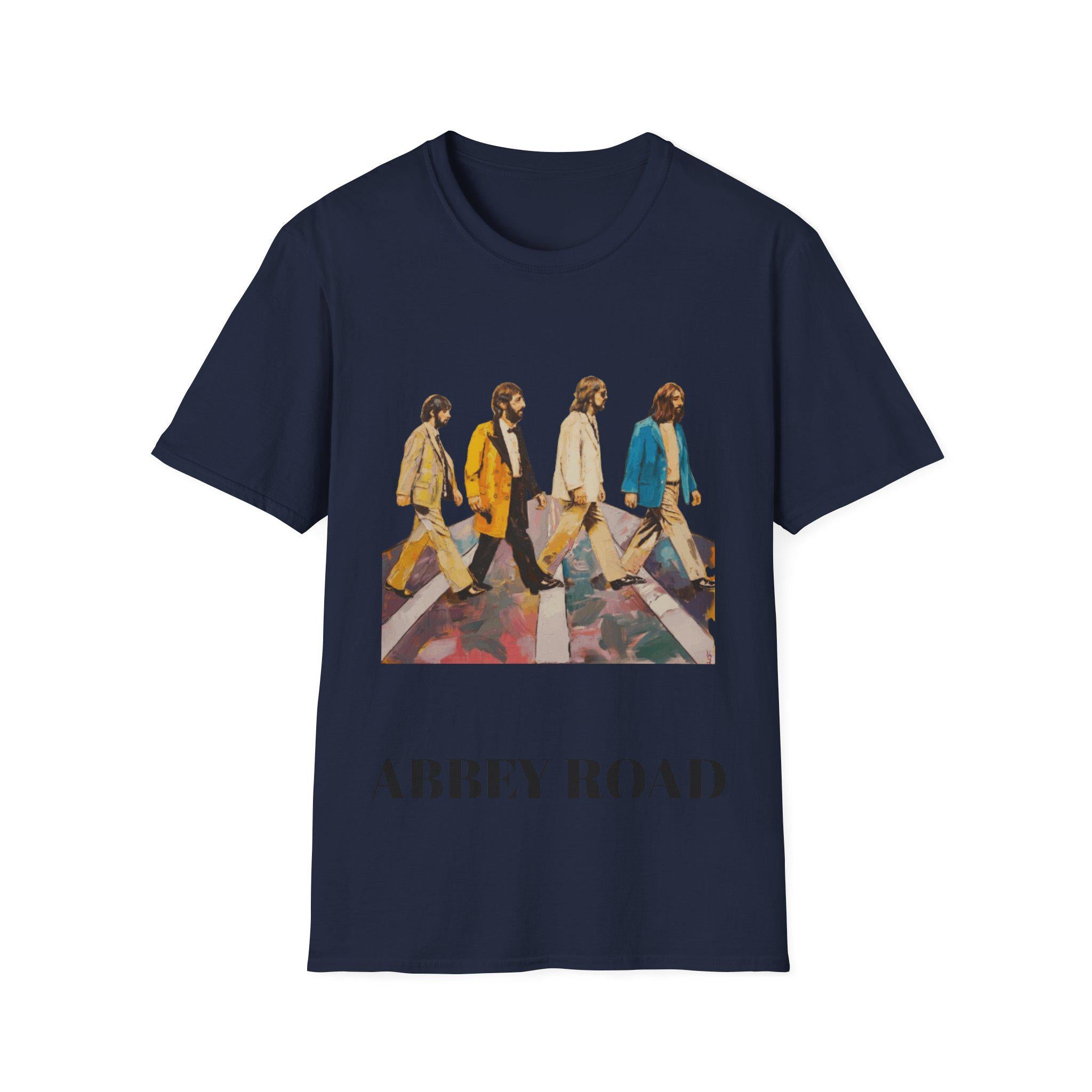 Beatles Crossing Abbey Road Unisex Softstyle T-Shirt, Music Lover Tee, Retro Graphic Shirt, Vintage Band Merch, Classic Rock Fan Gift