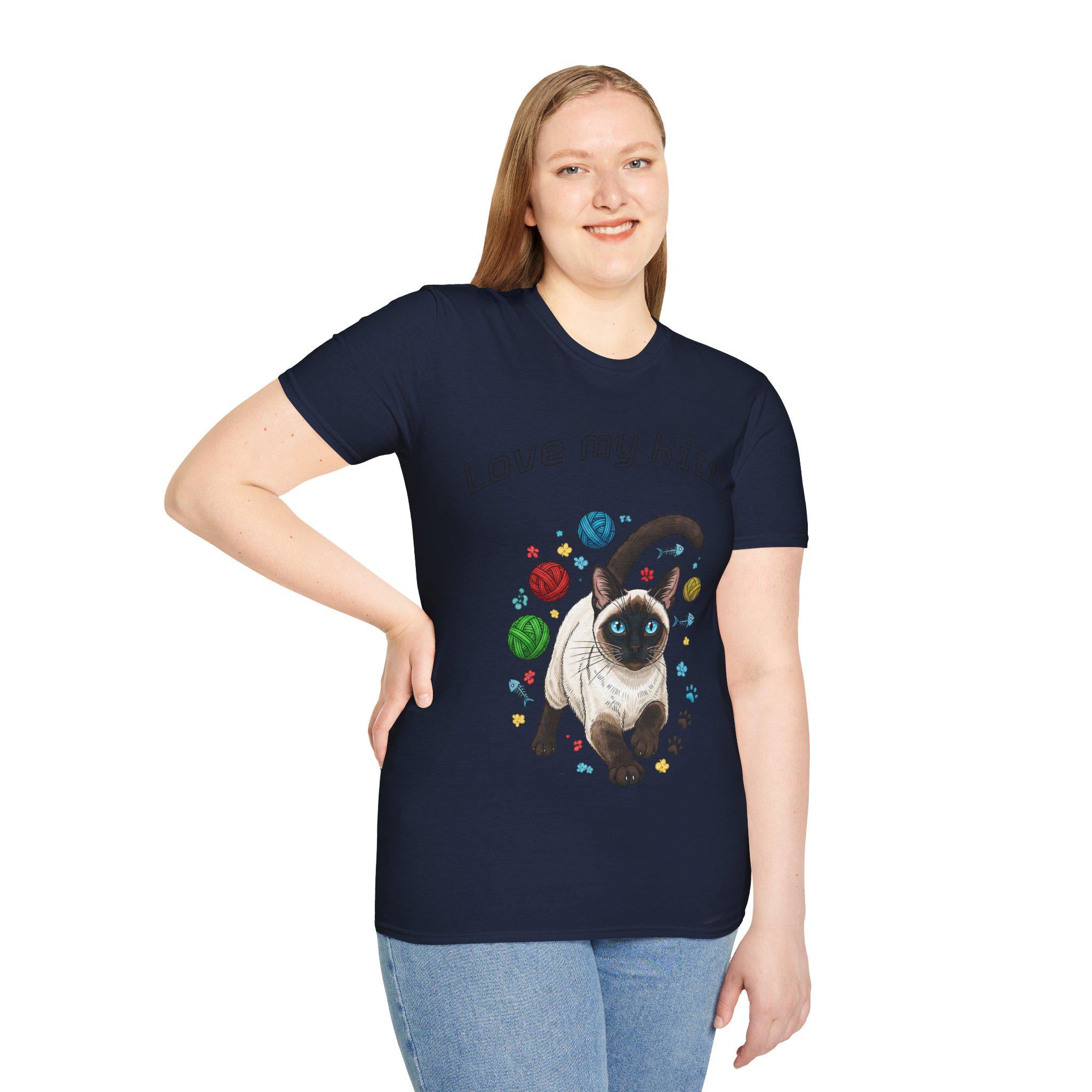 Cat Lover Unisex T-Shirt, Love My Kitty Graphic, Softstyle Cotton