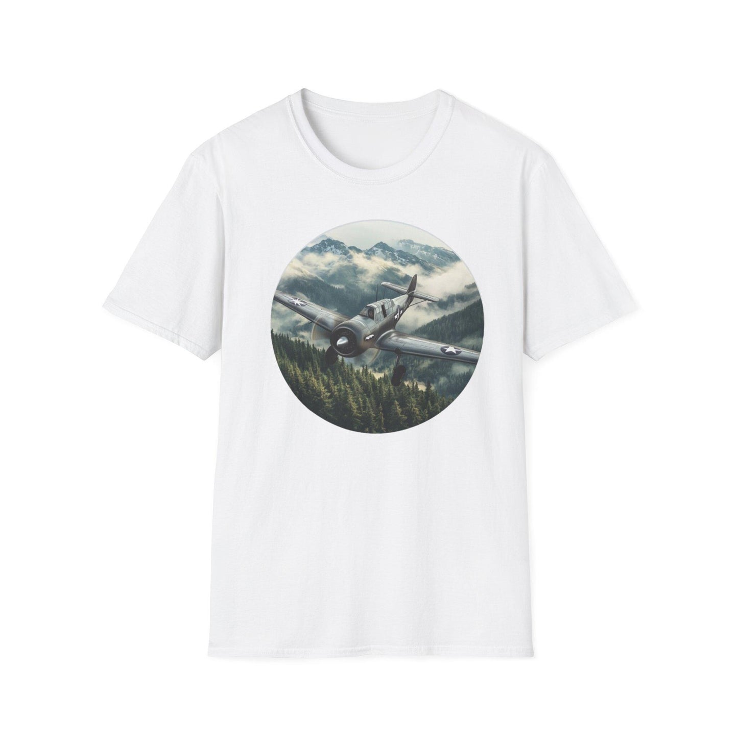 Sporty Bush Pilot Aircraft In Flight Unisex Softstyle Tee, Aviation Tshirt, Airplane Graphic Shirt, Pilot Gift, Flying T-Shirt