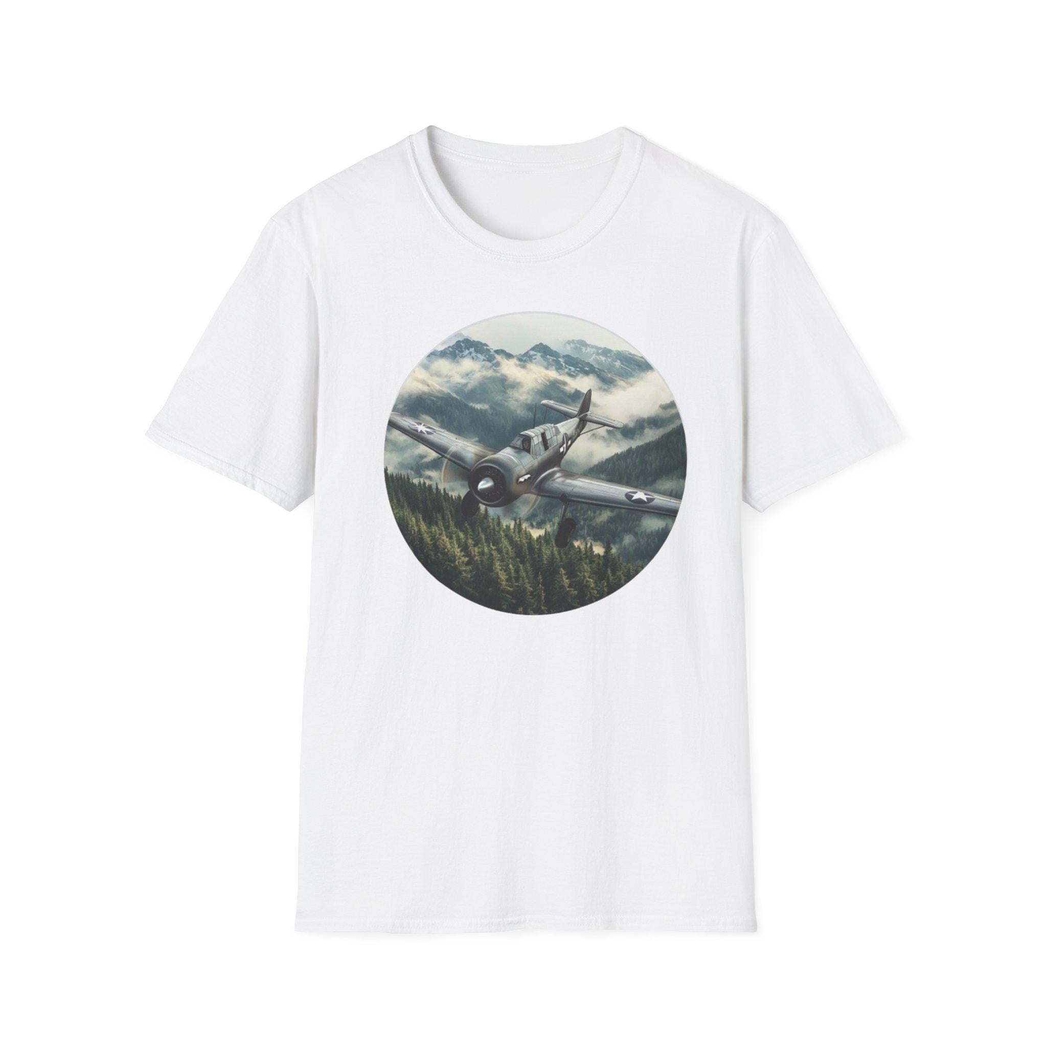 Sporty Bush Pilot Aircraft In Flight Unisex Softstyle Tee, Aviation Tshirt, Airplane Graphic Shirt, Pilot Gift, Flying T-Shirt