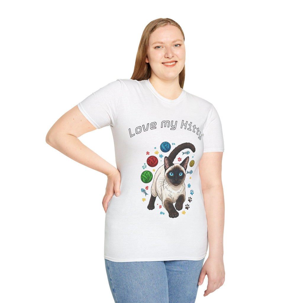 Cat Lover Unisex T-Shirt, Love My Kitty Graphic, Softstyle Cotton