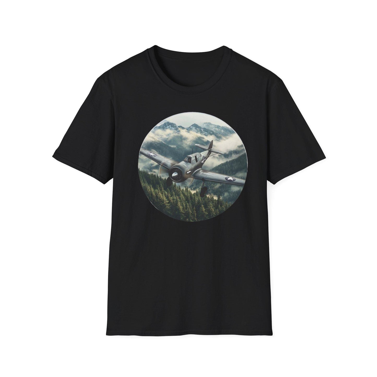 Sporty Bush Pilot Aircraft In Flight Unisex Softstyle Tee, Aviation Tshirt, Airplane Graphic Shirt, Pilot Gift, Flying T-Shirt