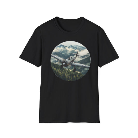 Sporty Bush Pilot Aircraft In Flight Unisex Softstyle Tee, Aviation Tshirt, Airplane Graphic Shirt, Pilot Gift, Flying T-Shirt