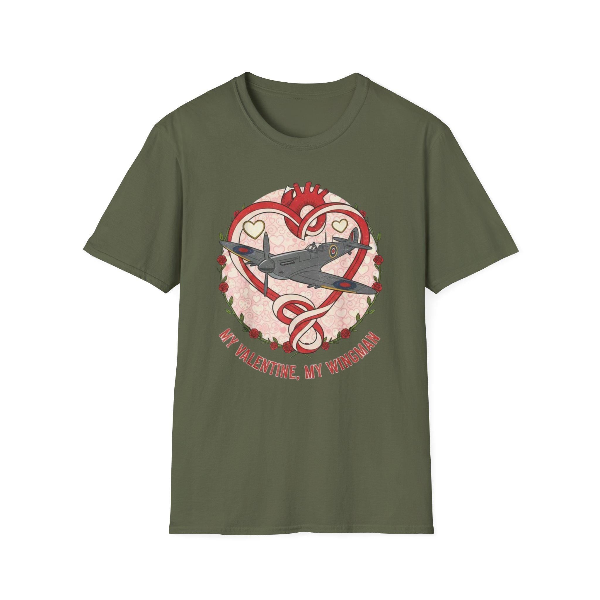 Spitfire Heart Valentine T-Shirt | Vintage Plane in Heart Design