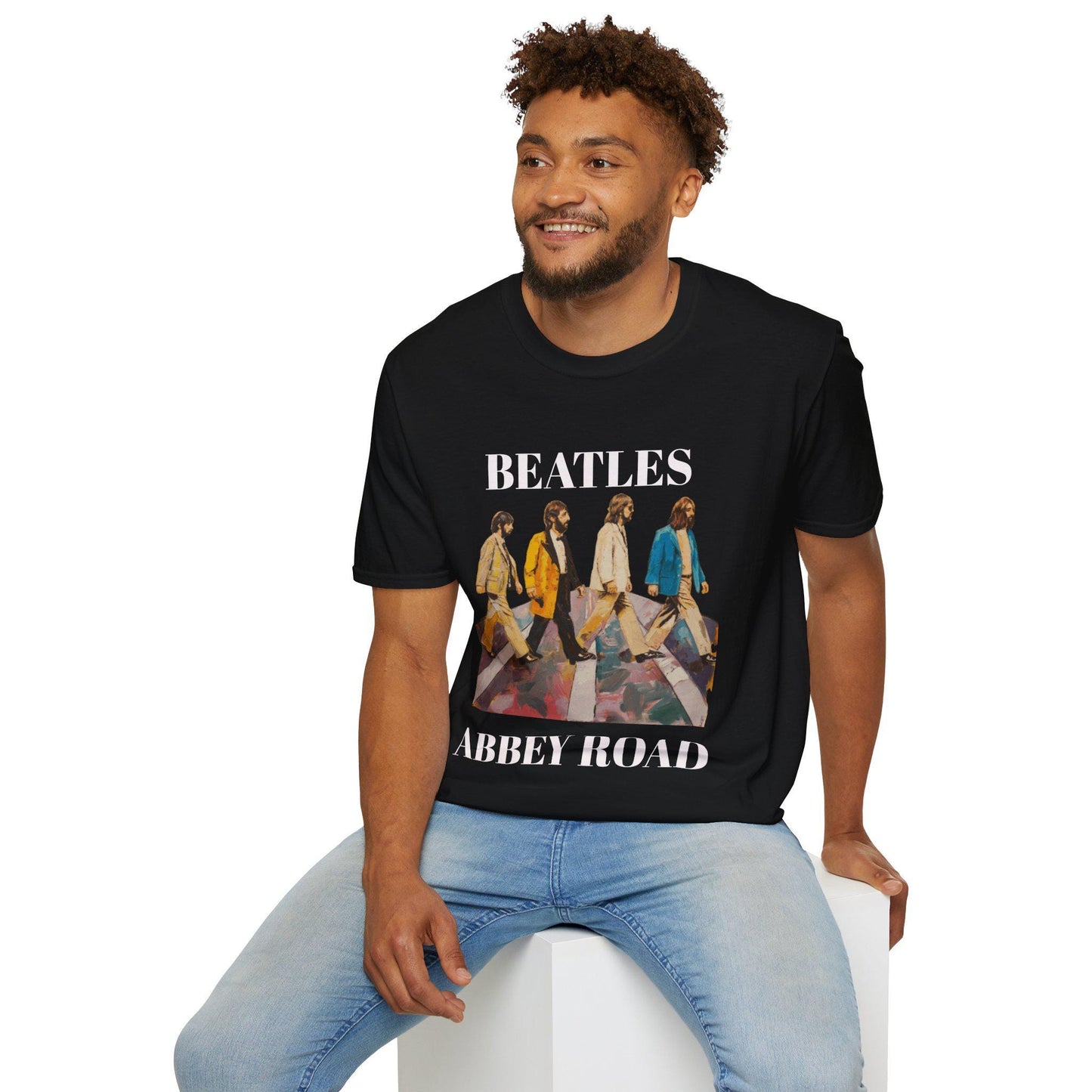 Beatles Crossing Abbey Road Unisex Softstyle T-Shirt, Music Lover Tee, Retro Graphic Shirt, Vintage Band Merch, Classic Rock Fan Gift