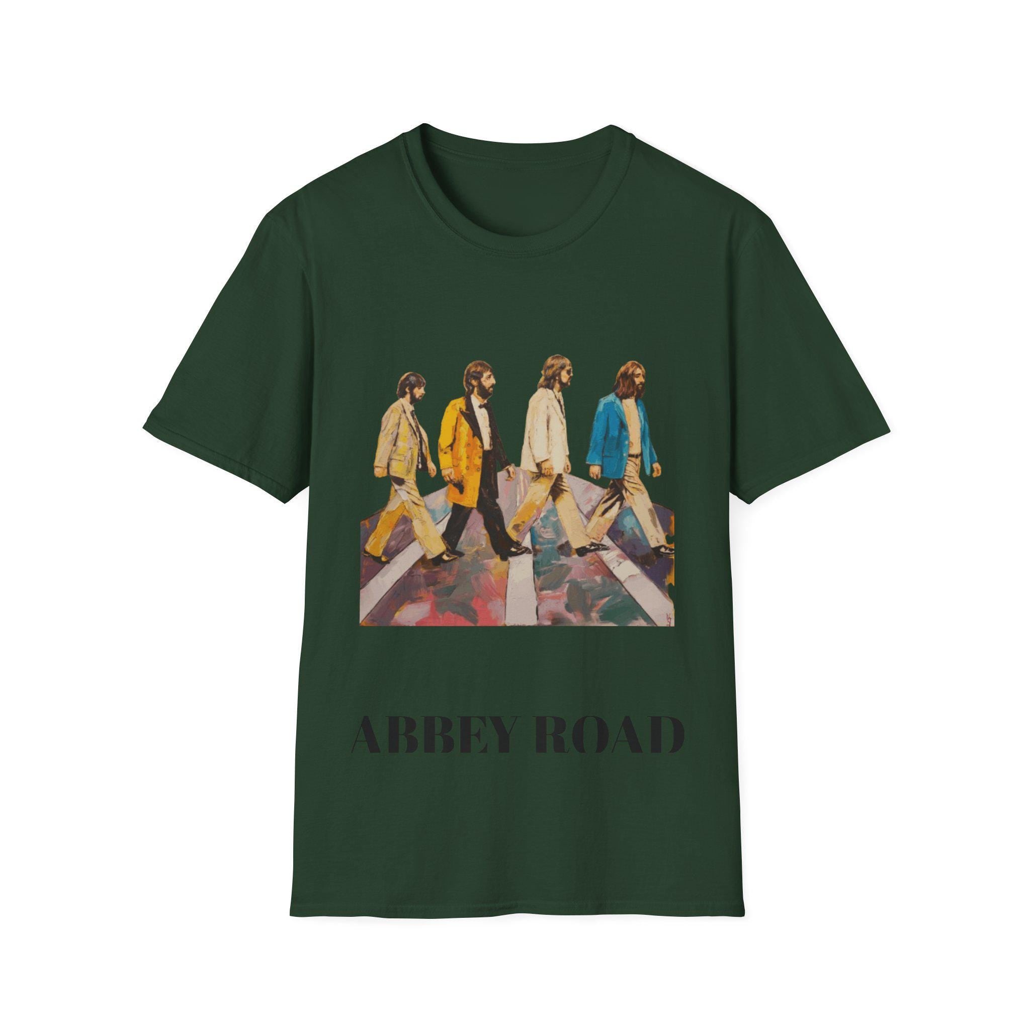 Beatles Crossing Abbey Road Unisex Softstyle T-Shirt, Music Lover Tee, Retro Graphic Shirt, Vintage Band Merch, Classic Rock Fan Gift